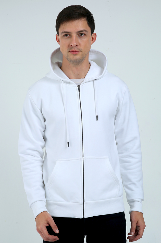 Unisex Ultra Premium Zip Hoodie (White) comfyclothcrew