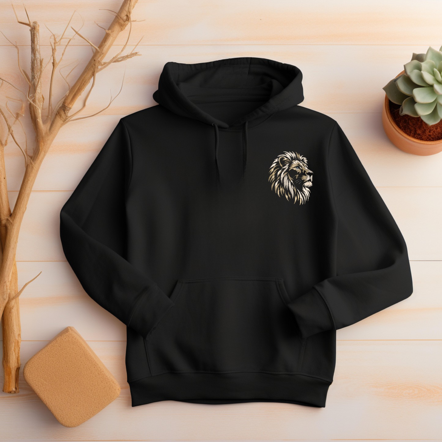 Majestic Lion Embroidered Hooded Sweatshirt comfyclothcrew