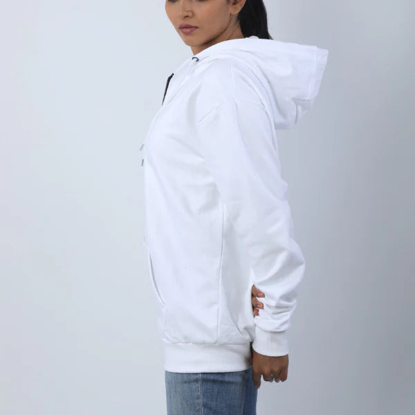 Unisex Ultra Premium Zip Hoodie (White) comfyclothcrew